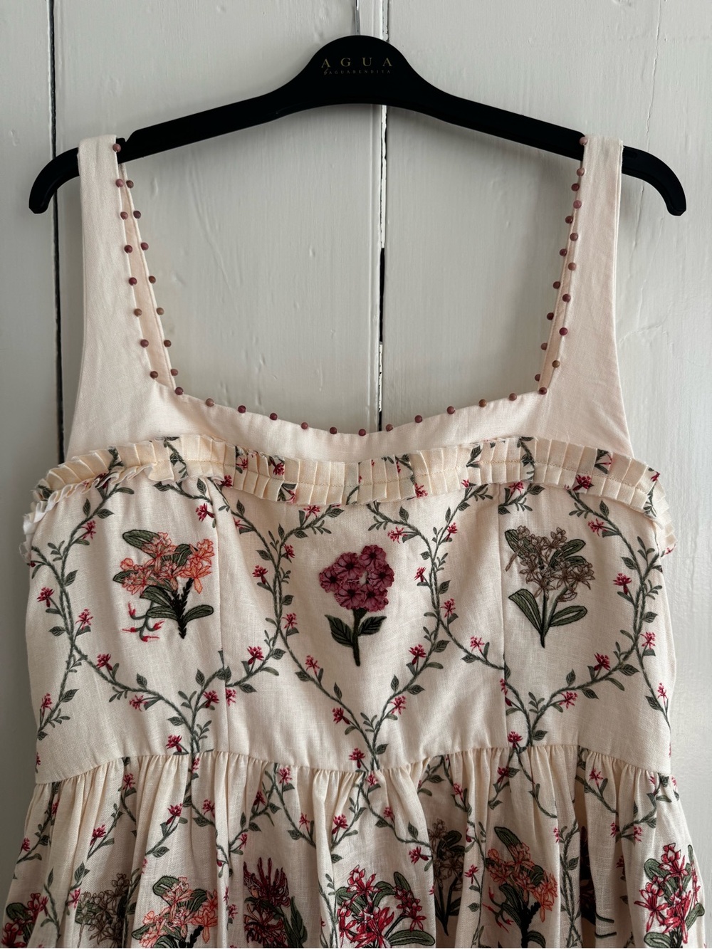Agua by Agua Bendita Barbara Floral Hand Embroidered linen Maxi Dress NWT - Picture 4 of 9